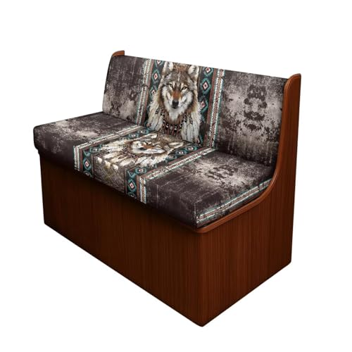 Aztec RV Dinette Cushion Covers Dreamcatcher Wolf Print RV Seat Covers Camper Cushion Covers Dinette Booth Set Washable RV Couch Cover 2 Cushion Sofa RV Beach Seat Covers for Dinette - color: Aztec Dreamcatcher Wolf