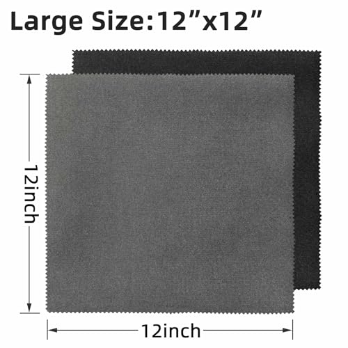 12 Pack Microfiber Gun Cleaning Cloth, 12"x12" Lint Free Gun Cleaning Rags (Gray & Black)