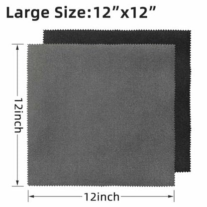 12 Pack Microfiber Gun Cleaning Cloth, 12"x12" Lint Free Gun Cleaning Rags (Gray & Black)