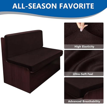 ANARACHON Leather Look RV Dinette Cushion Covers, Stretchable Camper Couch Cushion Covers Washable RV Bench Seat Cover for Travel Trailer Couch (1 Backrest Cover & 1 Bench Cover, 01 Chocolate) - color: 01 Chocolate, size: 1 Set