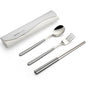 DEVICO Portable Travel Utensils with Case, Reusable Camping Silverware for Lunch, 18/8 Stainless Steel Cutlery Set (Gray) - color: Gray
