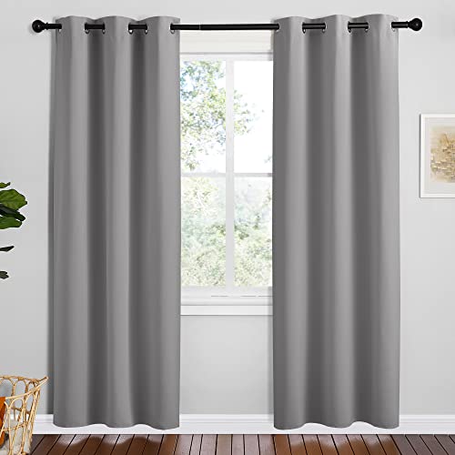 NICETOWN Thermal Insulated Grommet Blackout Curtains, Silver Grey, 2 Panels, W42 x L78 -Inch, Kids Window Drape Panel for Nursery, Privacy Short Curtains - color: Silver Grey, size: 42"W x 78"L (Pack of 2)