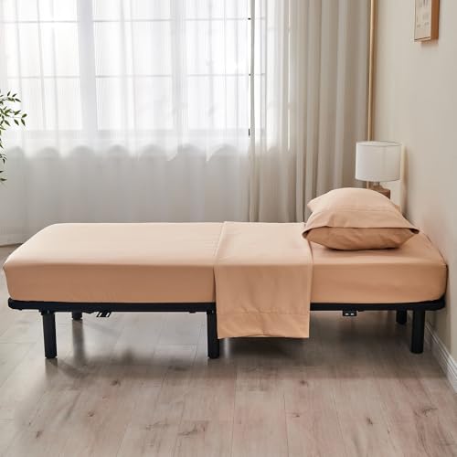 Kingnex 30x75x9 RV Bunk Sheets Set for Narrow Twin Bed Soft Brushed 1800 Microfiber 3 Piece Bedding Set Includes 1 Cot Size Fitted Sheet 1 Flat Sheet 1 Pillowcase Cot Beige - color: Beige, size: Cot 30x75 RV Bunk Set