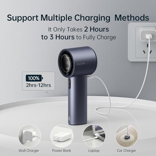 JISULIFE Handheld Fan Pro1S - Next-Gen Airflow: 12 Hours Runtime, Pearlescent ABS - Elegant Strength, 1-100 Speed Scroll Wheel, 3600mAh-Portable Fan for Travel, Gifts for Women Men(Stellar Blue) - color: Stellar Blue