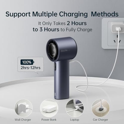 JISULIFE Handheld Fan Pro1S - Next-Gen Airflow: 12 Hours Runtime, Pearlescent ABS - Elegant Strength, 1-100 Speed Scroll Wheel, 3600mAh-Portable Fan for Travel, Gifts for Women Men(Stellar Blue) - color: Stellar Blue