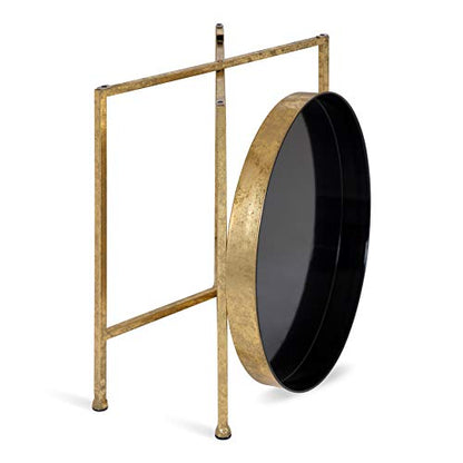 Kate and Laurel Celia Metal Foldable Round Accent Table, 18.25" x 18.25" x 22", Black Surface and Gold Frame, Modern Minimalist Design and Detachable Magnetic Tabletop - color: Gold/Black