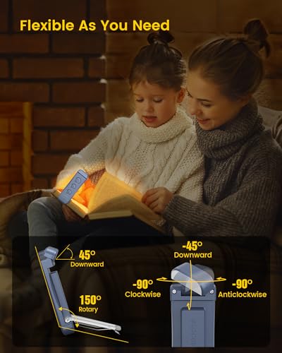 Glocusent USB Rechargeable Book Light - Eye Caring LED Reading Light with 3 Light Colors & 5 Brightness Levels, Compact & Long-Lasting, Ideal Book Light for Night Reading, Book Lovers & Kids - color: Dark Blue