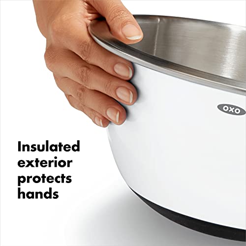 OXO Good Grips 3-Piece Stainless-Steel Mixing Bowl Set - color: White