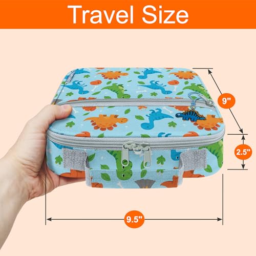 Medium Travel Pill Bottle Organizer, Child Medicine Bag with Zipper Toy, Carrier for Kids Medications and Medical Supplies - Dinosaurs - color: - M Kid Dinosaurs