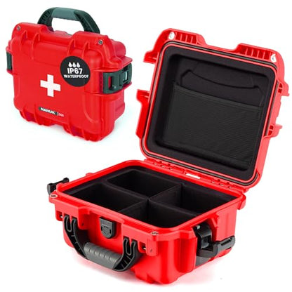 NANUK 905 Waterproof First Aid Box Empty with Lid Organizer & Dividers – Durable Medical First Aid Organizer Case, IP67-Rated, Dustproof, Impact-Resistant, Floats (12.5” x 10.1” x 6”) – Red - size: 905 Empty – w/ Organizers