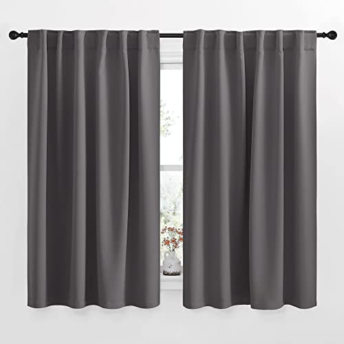 NICETOWN Blackout Curtain Panels for Living Room - (Grey Color) 52x54 inch, 2 Panels Set, Room Darkening Blackout Drapes for Window - color: Grey, size: 52"W x 54"L (Pack of 2)