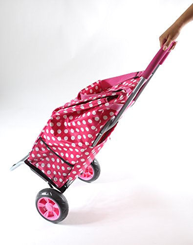 dbest products Trolley Dolly Shopping Grocery Foldable Cart Storage Mom, Pink Polka Dot - color: Pink Polka Dot, style: Cart