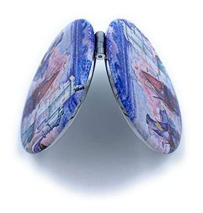 Mirror Small Fold Pocket Makeup Mirror Purple Cosmetic Mirror Handheld Variety Paul Signac Print Great Wedding Gift - color: Paul Signac