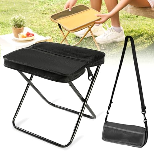 hoehew Portable Stool for Mountaineering and Hiking, 2025 New Lightweight Foldable Stool with Carrying Bag, Outdoor Footstool for Picnic Hiking Fishing (Black, Small) - color: Black, size: Small
