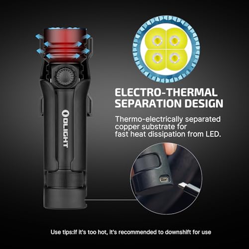 OLIGHT Seeker 4 Pro Rechargeable Flashlights, 4600 Lumens High Powerful Bright Light with USB C Holster, Waterproof IPX8 for Emergencies, Camping, Searching (Matte Black Cool White) - color: Black