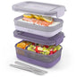 Ello 2-Pack Bento Box Lunch Stack Plastic Food Storage Container | Leak-Proof Locking Plastic Lids | Silicone Base | BPA-Free | Freezer Microwave and Dishwasher Safe | Wisteria - color: Wisteria