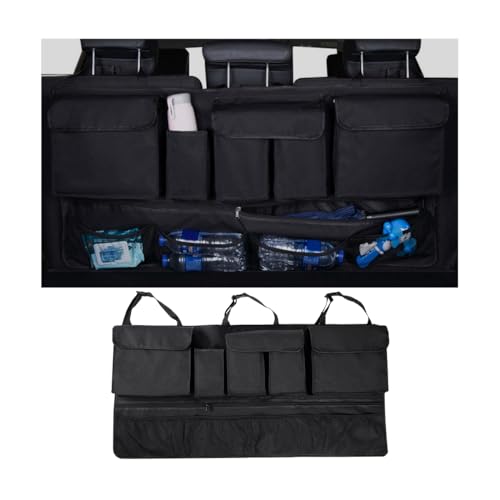Mandark Car Trunk Organizer, Super Capacity Vehicle Hanging Backseat Cargo Storage Bag with Robust Elastic Net, Detachable Auto Seat Back Organizing Bag, Universal for SUV, Truck, RV（Black/Black） - color: Black/Black, size: Style D