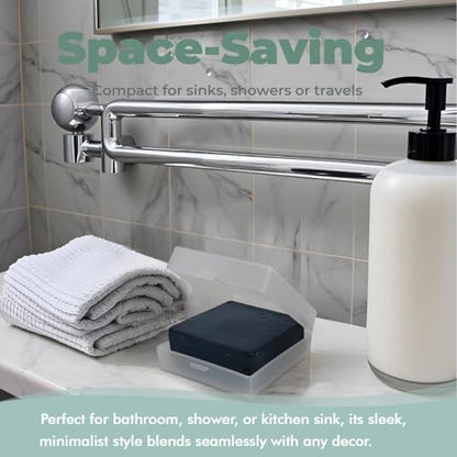 Soap Container, Shower Square Bar Holder Fit Handmade Soap, Travel Soap Case (Transparent) - color: Transparent