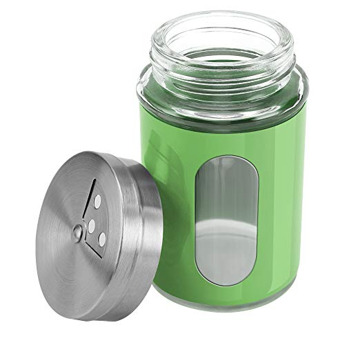 Accmor 2pcs Salt and Pepper Shakers,Stainless Steel Shaker for Salt Powder Sugar Cinnamon Pepper, Spice Dispenser with Adjustable Pour Holes,Green - color: Green