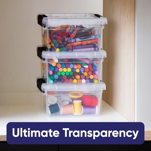 Superio Mini Storage Container Plastic Crayon Box Art Supplies and Sewing Case Stackable Clear Small Organizer for Beads, Stationery, Chalk, and Food, 1.4 Quart, 2 Pack - size: 1.4 Quarts, style: 2 Pack