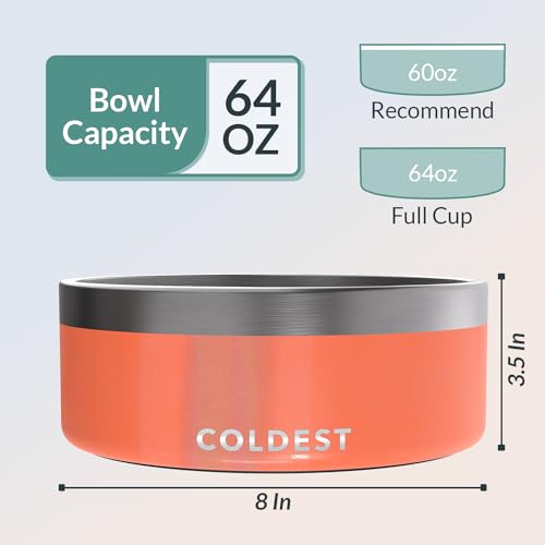 Coldest Dog Bowl - Anti Rust Metal, Non Slip, 3 Layers Insulated Stainless Steel Dog Bowls - Spill Proof & Heavy Duty - Water Bowl for Dogs, Cats & Pets, Dish Washer Safe (64 oz,Candy Red Glitter) - color: Candy Red Glitter, size: 64 oz