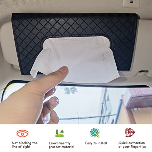 Car Sun Visor Tissue Holder, Car Napkin Holder, Premium PU Leather, Mask Holder for Sun Visor Vehicle, with Tissue Refill, Black - color: Single-black