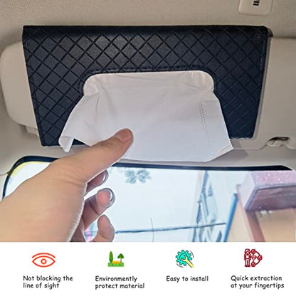 Car Sun Visor Tissue Holder, Car Napkin Holder, Premium PU Leather, Mask Holder for Sun Visor Vehicle, with Tissue Refill, Black - color: Single-black