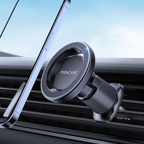 Miracase Car Phone Holder for Magsafe [Strong Magnets] Magnetic Phone Holders for Your Car, 360°Adjustable Air Vent Hands Free Cell Phone Mount Cradle Fit iPhone 17-12 & All Smartphones, Black - color: Dark Black