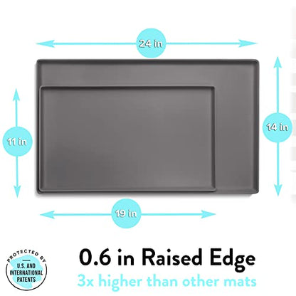 CatGuru Cat Food Mat, Small & Large Feeding Mats, 100% Waterproof Silicone Pet Placemat, Non-Slip Cat Food and Water Bowl or Water Fountain (Small, Carbon) - color: Carbon, size: S: 19" x 11"