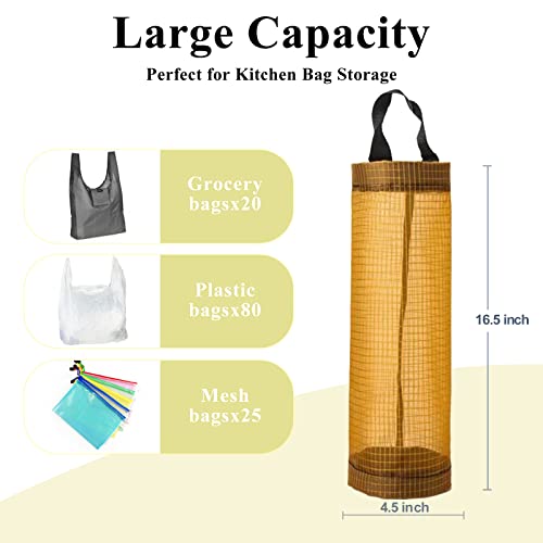 TOGETRUE Plastic Bag Holder, Mesh Grocery Bag Holder Hanging Storage Bag Dispenser (Yellow 2 Packs) - color: Yellow 2 Packs