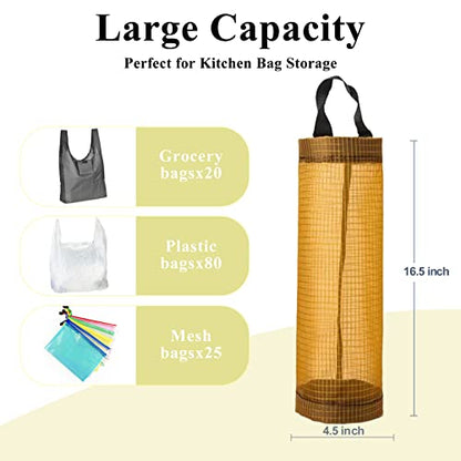 TOGETRUE Plastic Bag Holder, Mesh Grocery Bag Holder Hanging Storage Bag Dispenser (Yellow 2 Packs) - color: Yellow 2 Packs