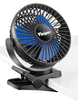 Viniper 6 inch Rechargeable Clip on Fan, 5000mah Battery Desk Fan : 360° Rotation & 3 Speeds Strong Wind Portable Fan, 8-30 Working Hours, Quiet and Powerful (Black,blue) - color: Black blue, style: 5000mah Clip fan