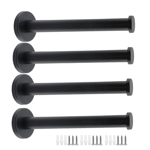 Wall Hooks Heavy Duty Coat Hooks Stainless Steel Clothes Hanger for Hanging Bathroom Towels Handbag Black 6-inch Length with 16mm Shank Dia - Pack of 4 - color: Black, size: 6" Length 16mm Shank