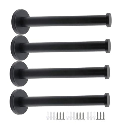 Wall Hooks Heavy Duty Coat Hooks Stainless Steel Clothes Hanger for Hanging Bathroom Towels Handbag Black 6-inch Length with 16mm Shank Dia - Pack of 4 - color: Black, size: 6" Length 16mm Shank