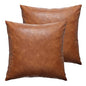 Faux Leather Throw Pillow Covers 18X18 Inch Set of 2 Brown Outdoor Modern Farmhouse Solid Decorative Pillow Covers for Room Couch Living Bedroom Bed Sofa - size: 18" x 18" (Pack of 2)