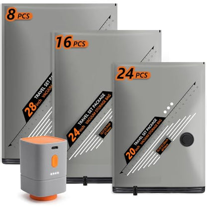 Rechargeable Wireless Pump Travel Vacuum Bags Set,Vacuum Storage Bags Portable Space Saver Bags for Travel, Home, Vacuum Compression Packing Seal for Clothes Seasonal Storage 48 Combo Set - size: 48 Combo Size