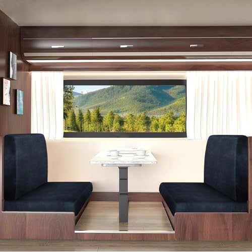 ANARACHON Leather Look RV Dinette Cushion Covers, Stretchable Camper Couch Cushion Covers Washable RV Bench Seat Cover for Travel Trailer Couch (1 Backrest Cover & 1 Bench Cover, 02 Navy) - color: 02 Navy, size: 1 Set