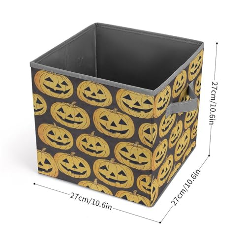 Pumpkin Faces Pattern Foldable Storage Box with Handle Organizer Containers for Home Office Clothes Office Supplies - color: style-2