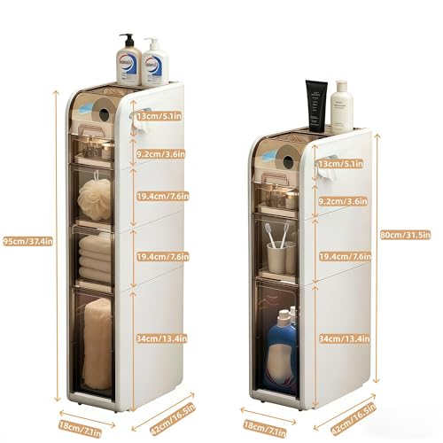 Slim Bathroom Storage Cabinet,Narrow Bathroom Storage Cabinet,Mobile and No Installation Required,Perfect for Small Space Bathroom,Living (A-4Tiers) - size: one-4Tiers