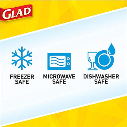 Glad GladWare Tall Entree Food Storage Containers with Lids, Large Square BPA Free Plastic, Meal Prep Lunches, Lock Tight Seal, Microwave Dishwasher Safe, 42 Oz, 3 Count - size: 3 Count (Pack of 1), style: Square
