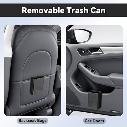 7-In-1 Car Seat Back Organizer with Cup Holders, Tissue Box, Removable Trash Can & Hooks, Multifunctional Car Seat Back Storage Box, Extra Headrest Cup Holder for Backseat (Black02) - color: Black02