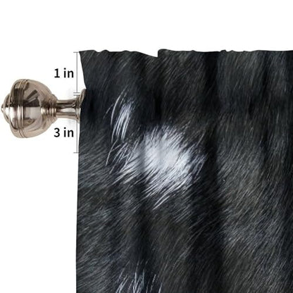 Cowhide Curtain Valance, Cute Animals Skin Cow Fur Rustic Western Farm Black White Cowhide Print Blackout Window Valance for Kitchen Bedroom Living Room, 54x18inch - color: Cowhide-4