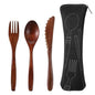 3 PCS Wooden Spoons for Eating Travel Wooden Utensil Set Reusable Utensils Set Portable Cutlery Wooden-Fork and Spoon with Bag for Travel Camping