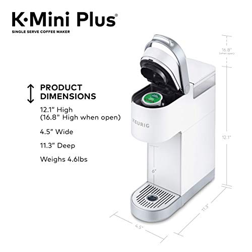 Keurig K-Mini Plus Single Serve K-Cup Pod Coffee Maker, with 6 to 12oz Brew Size, Stores up to 9 K-Cup Pods, Travel Mug Friendly, Matte White - color: White