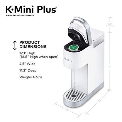 Keurig K-Mini Plus Single Serve K-Cup Pod Coffee Maker, with 6 to 12oz Brew Size, Stores up to 9 K-Cup Pods, Travel Mug Friendly, Matte White - color: White