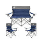 Northroad Outdoor Camping Chair Set of 3,Folding Padded Camp Chair,Collapsible Conversation Set w/1 Sofa,2 Single Chairs for Family Patio,Beach (Blue) - color: Blue, style: no table