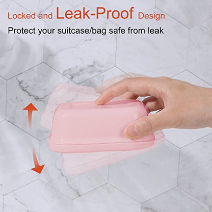 Quatish 2 Pack Travel Soap Container, Portable Soap Holder with Lid, Travel Bar Soap Holder, Soap Case for Camping Gym Travel, Soap Box for Bathroom,Pink - color: Pink