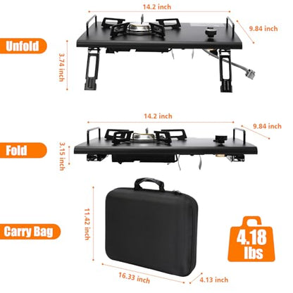 Camping Stove for IGT Table, Portable Isobutane Gas Stove with Carry Bag, 4000W Camp Stove,Folding Propane Burner, IGT Accessories for Picnic, RV, Car Trip, Tailgating, Patio, Backyard
