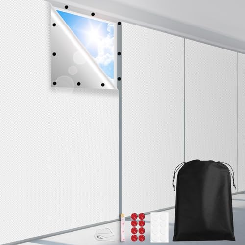 FADOTY Blackout Curtains for Bedroom, Portable 100% Black Out Window Cover Film, Cuttable Blackout Shades Fabric Sheet, No Drill Window Blinds, Sun Heat Light Blocker for Travel Media Dorm, 57'' W - color: White, size: 57"W x 40"H
