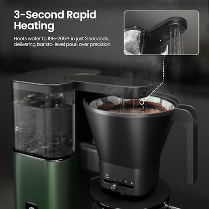 Kismile SCA-Certified 8 Cup Drip Coffee Maker, Pour Over Coffee Machine with 3s Instant Heat 197–205℉, Adjustable Flow Control, Removable Water Tank, Deep Cold Brew & 40 Min Keep Warm (Olive Green) - color: Olive Green